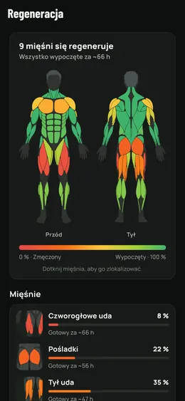 Regeneracja na sylwetce, z przodu i z tyłu
