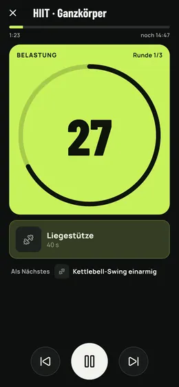 Eine laufende HIIT-Einheit: Belastung und nächste Übung