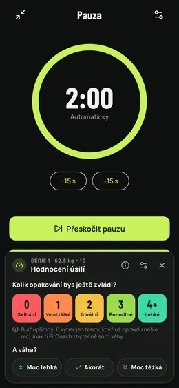 Hodnocení námahy během pauzy