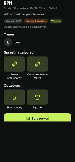 Zajęcia klubu: miejsca, trener i sprzęt