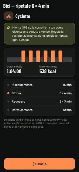 Un allenamento in cyclette previsto